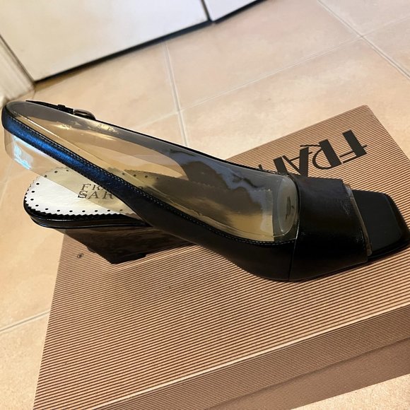 Franco Sarto Shoes - NWT! Franco Sarto Black Leather Wedge Sandals - Size 8.5